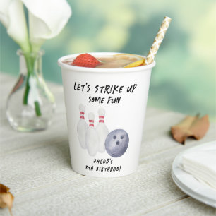 Bowling Kids Birthday Party Paper Cups