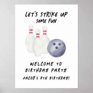 Bowling Kids Birthday Party Poster
