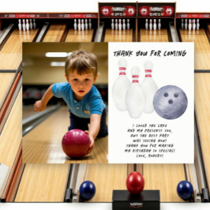 Bowling Kids Birthday Party Thank You Card