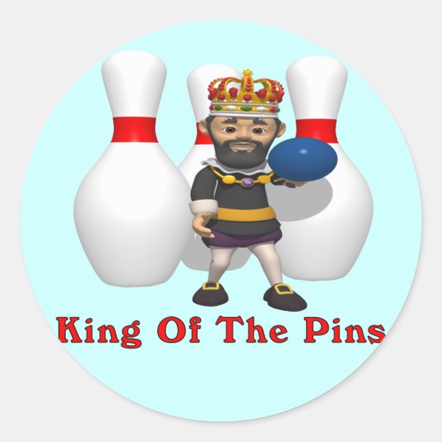 Bowling King Classic Round Sticker (Front)