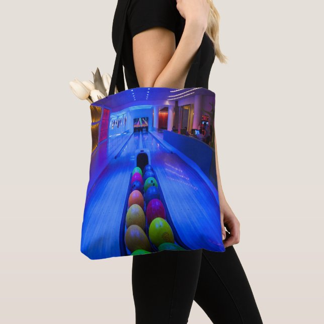 Bowling Lanes Balls Black Light Colour Tote Bag (Close Up)