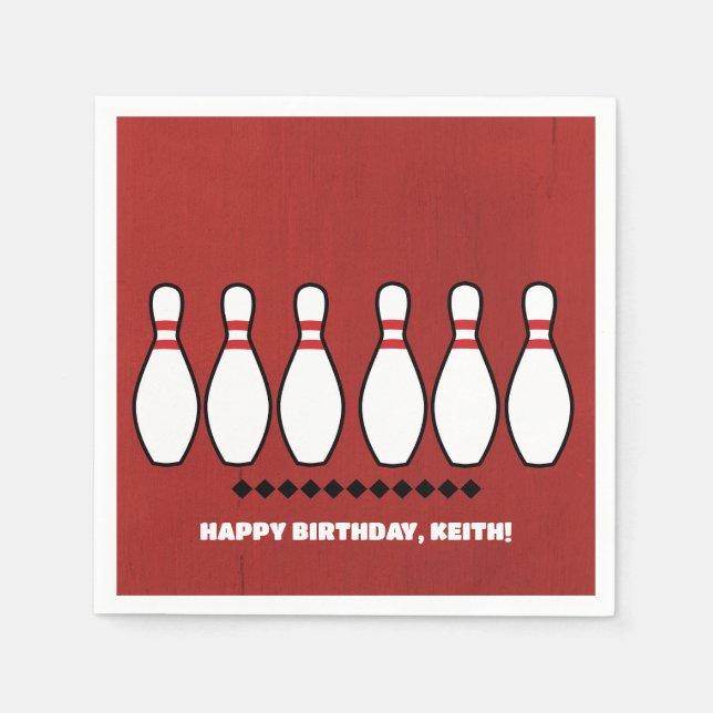 Bowling League Birthday Party Napkin (Front)