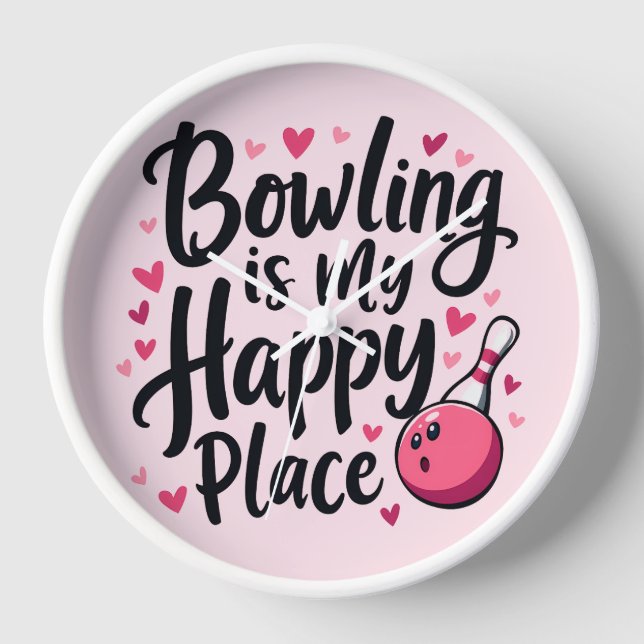 Bowling Lover Cute Retro Aesthetic Sports Design Clock (Front)