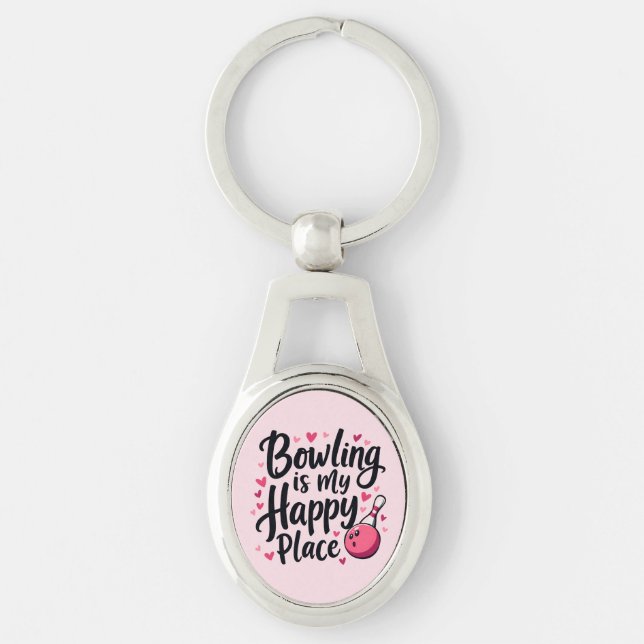 Bowling Lover Cute Retro Aesthetic Sports Design Keychain (Front)