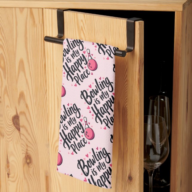 Bowling Lover Cute Retro Aesthetic Sports Design Kitchen Towel (Thirds Fold)