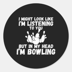 Bowling Lover Men Women Kids Teen Boys Girls Funny Classic Round Sticker