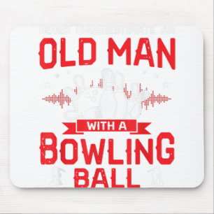 Bowling Lover Never Underestimate Old Man With Bow Mouse Pad