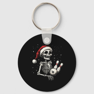 Bowling Lovers Funny Santa Skeleton Christmas Bowl Keychain
