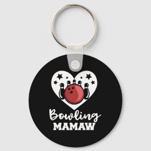 Bowling Mamaw Heart Funny Bowler Mamaw Keychain