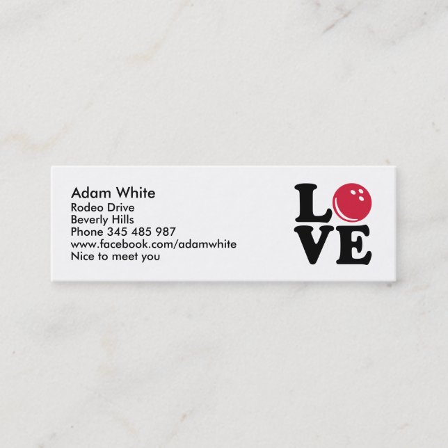 Bowling Mini Business Card (Front)