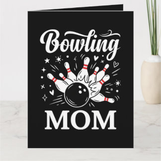 Bowling Mom Heart Pins Funny League Mothers Day Card