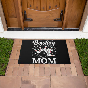 Bowling Mom Heart Pins Funny League Mothers Day Doormat