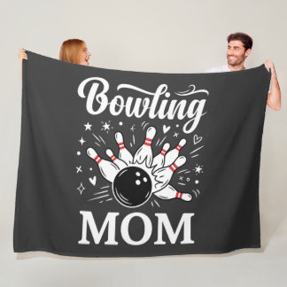 Bowling Mom Heart Pins Funny League Mothers Day Fleece Blanket