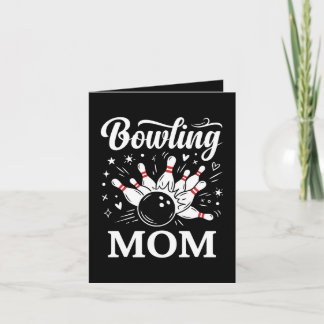 Bowling Mom Heart Pins Funny League Mothers Day Holiday Card