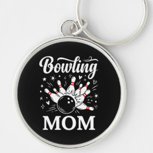 Bowling Mom Heart Pins Funny League Mothers Day Keychain