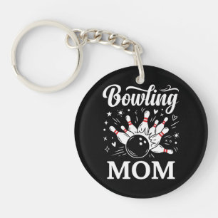 Bowling Mom Heart Pins Funny League Mothers Day Keychain