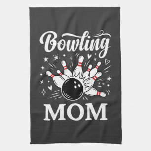Bowling Mom Heart Pins Funny League Mothers Day Kitchen Towel