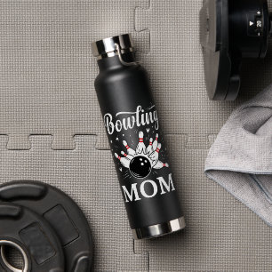 Bowling Mom Heart Pins Funny League Mothers Day Water Bottle