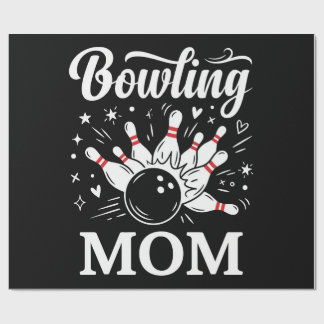 Bowling Mom Heart Pins Funny League Mothers Day Wrapping Paper