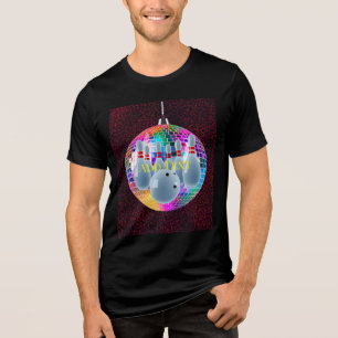 Bowling Neon Disco Ball Glitter Birthday Party Tri-Blend Shirt