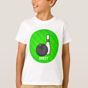 Bowling; Neon Green Stripes T-Shirt