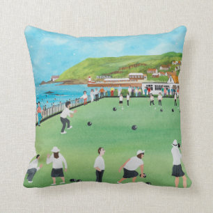 Bowling on Newlyn Green Throw Pillow