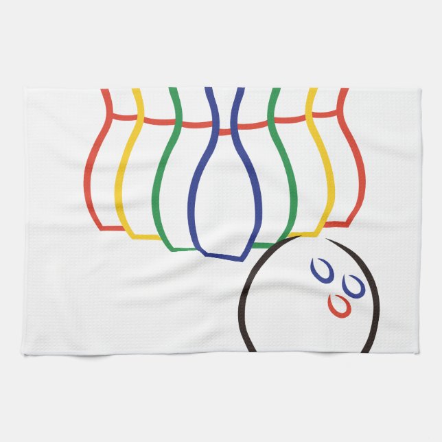 Bowling Outline Kitchen Towel (Horizontal)