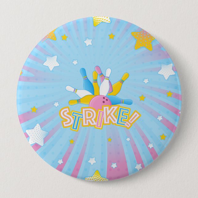 Bowling Party  4 Inch Round Button (Front)