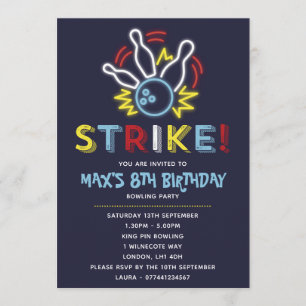 Bowling Party Anniversaire Invitations