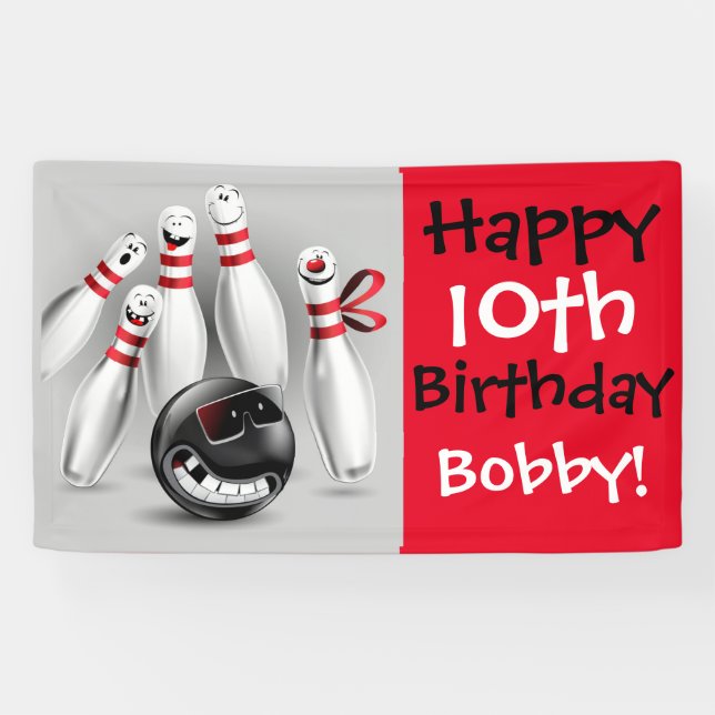 Bowling Party Banner Personalize 3'x5' (Horizontal)