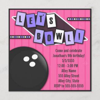 Bowling Party Birthday Invitation