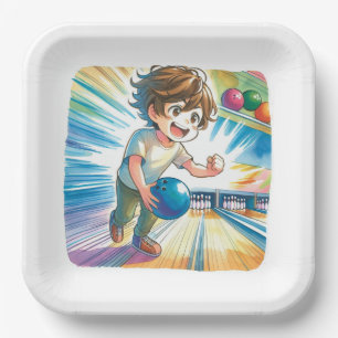 Bowling Party Boy's Anime Birthday   Paper Plate