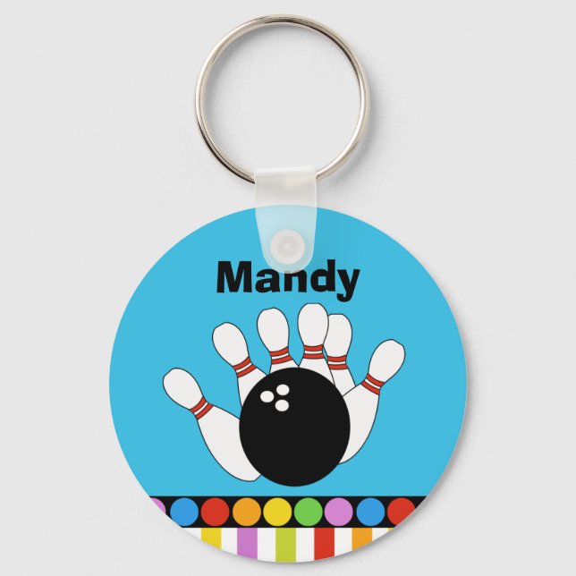 BOWLING PARTY Favour or Name Tag KEYCHAIN (Front)