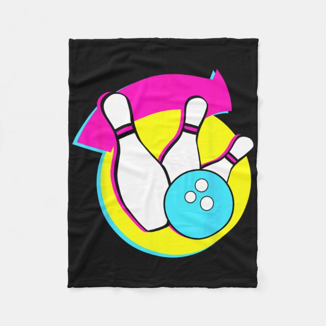 Bowling Party Funny Retro Bowling Players Bowler  Fleece Blanket (Front)