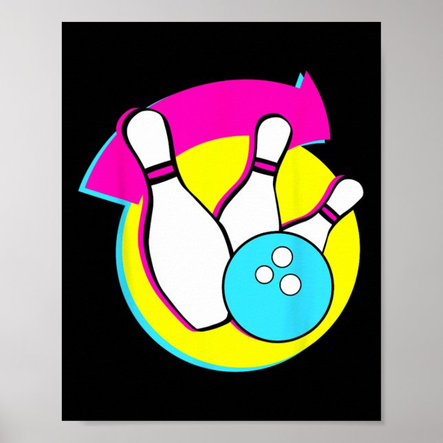 Bowling Party Funny Retro Bowling Players Bowler  Poster (Front)