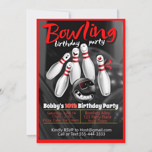 Bowling Party Invitation (Front)