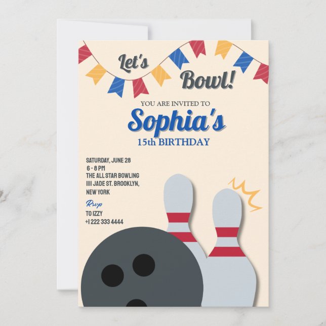 Bowling Party Invitation 3 (Front)