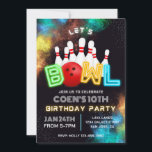 Bowling Party Invitation | Bowling Invitations<br><div class="desc">Neon Bowling Birthday Party Invitation.
Ready to be personalized by you!</div>