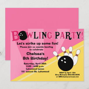 Bowling Party Invitation filles Bowl Party