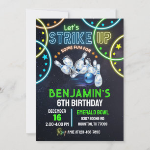 Bowling Party Invitation garçons Grève Un Peu Amus
