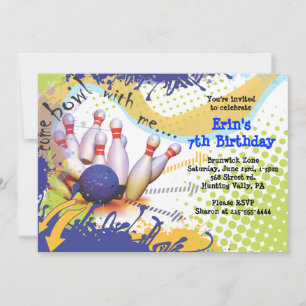 Bowling Party Invitation Happy Birthday Invite