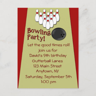 Bowling Party Invitation Postcard