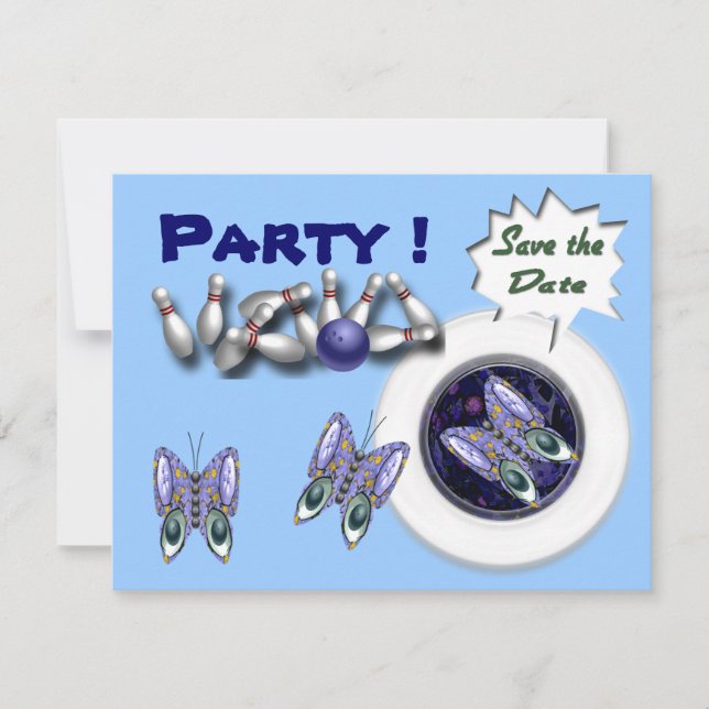 Bowling Party Invitations Customizable (Front)