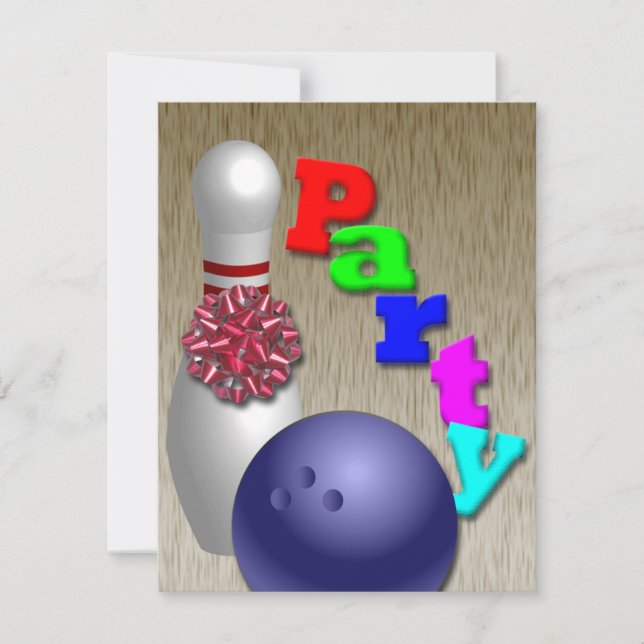 Bowling Party Invitations Customizable (Front)
