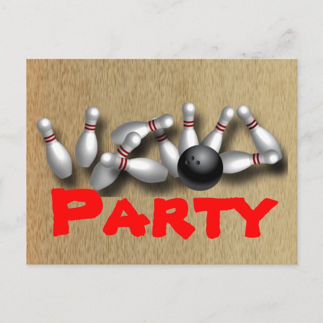 Bowling Party Invitations Customizable (Front)