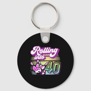 Bowling Party Rolling Into 40 Bowling Birthday  Keychain