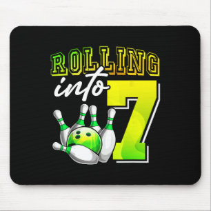 Bowling Party Rolling Into 7 7th Birthday Girls Bo Mouse Pad