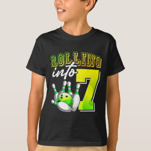 Bowling Party Rolling Into 7 7th Birthday Girls Bo T-Shirt