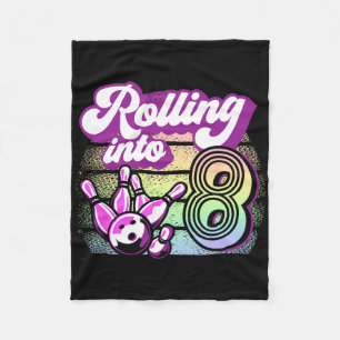 Bowling Party Rolling Into 8 Bowling Birthday Fleece Blanket
