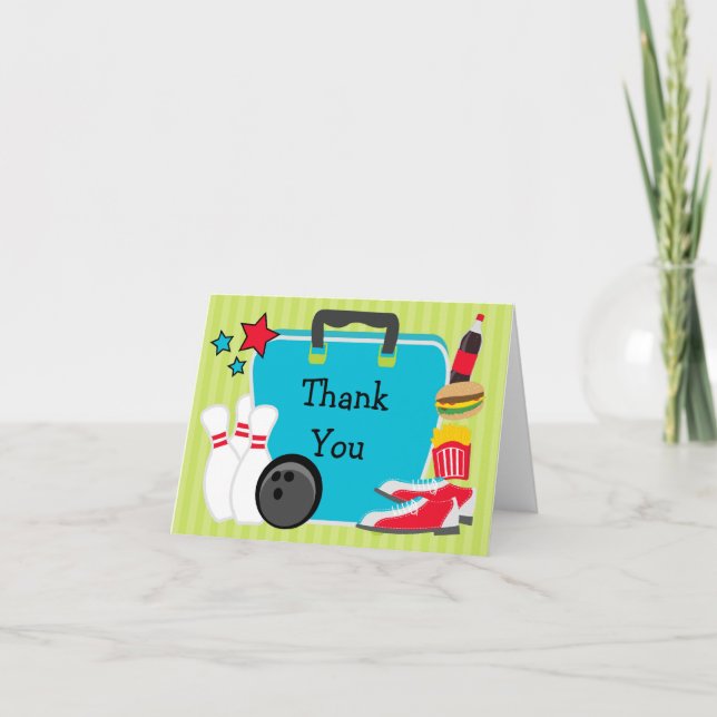 Bowling Party Thank You Card (Front)